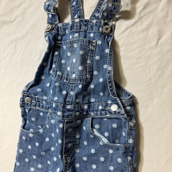 OshKosh Overalls Twin Set of 2 Girls 5 Denim Polka Dot Matching Cute Jeans - Picture 6 of 8
